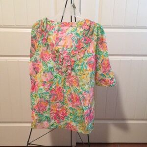 Lilly Pulitzer Floral Top - Pink, Green, Yellow